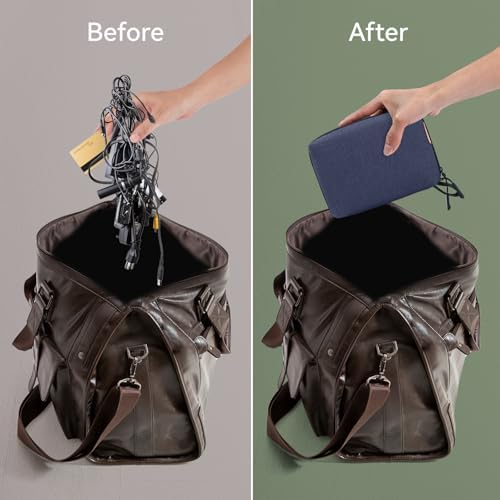 SIMTOP Small Electronics Organizer Travel Case, Portable Tech Case Pouch for Cable, Charger, Phone & Earbuds – Water-Resistant Cord Storage for Commute, Office & Business Trip – Compact Design - Image 3