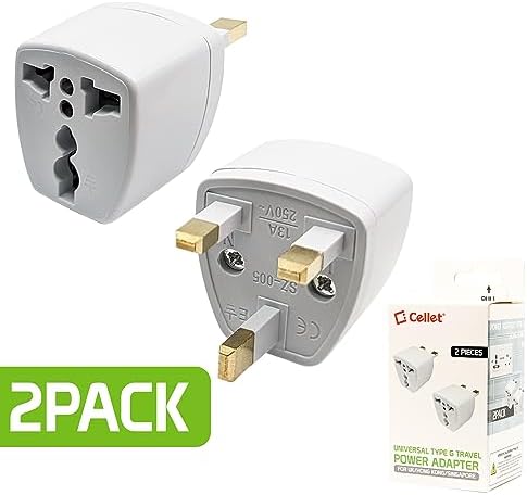 Cellet Universal Travel Adapter: Seamless Plug Conversion for International Travelers AC Wall Power Adapter to Convert China, UK, AU, EU & Other Plugs to US Plug (2PACK) (Type-G (UK HK)) - Image 4