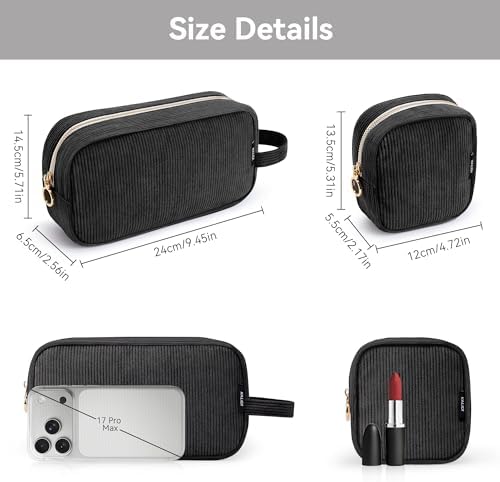 WLLWOO Corduroy Small Makeup Bag for Purse Zipper Mini Cosmetic Pouch - Image 4
