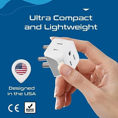 Ceptics US to India Plug Adapter works in Nepal, Maldives, Pakistan, India Power Adapter, Dual USA Input, Grounded Travel Adapter for Indian plug, Perfect for Phones, Laptop Chargers, 3 Pack (CT-10) - Image 6