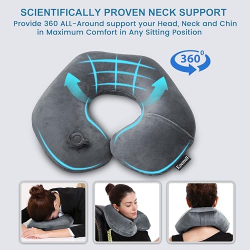 Keemall Inflatable Travel Neck Pillow, Cervical Support for Airplane & Car - Image 4