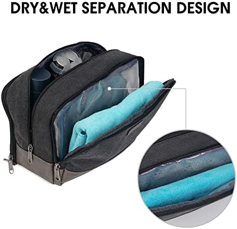 WANDF Travel Toiletry Bag for Men, Canvas Shaving Dopp Kit - Image 3