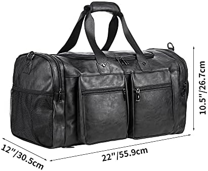 Travel Bag with Shoe Pouch,Weekender Overnight Bag Leather Large Carry On Bag - Image 5