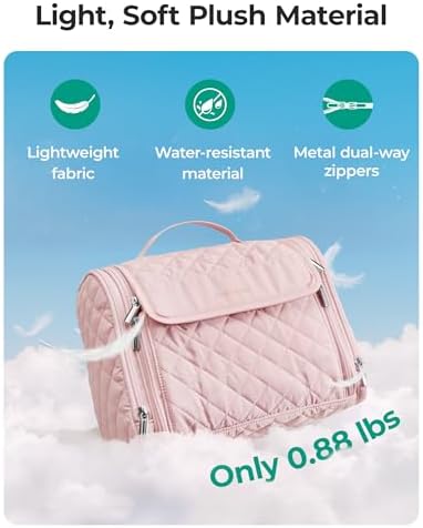 BAGSMART Travel Toiletry Bag, Large Capacity Cosmetic Bags for Women with Hanging Hook, Water-resistant for Toiletries Accessories Brushes Sponge, With Handle - Image 4