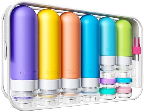 20 Pack Travel Bottles for Toiletries, Original Patented, TSA Approved Travel Size Containers, Leak Proof Silicone Shampoo and Conditioner Bottles Women & Men, Airplane Cruise Essentials, Multi by Quatish