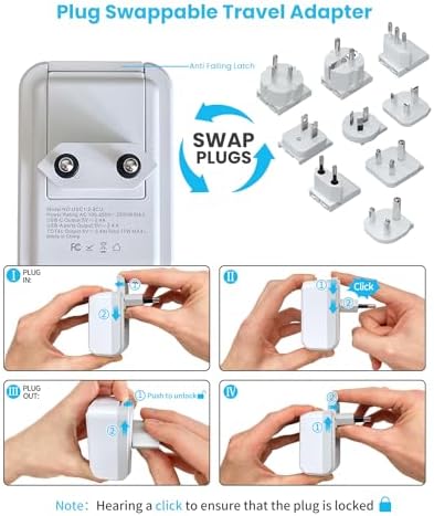 VINTAR Universal Travel Adapter, Type A,C,D,E/F,G,H,I,L,M Detachable Plugs - Image 5