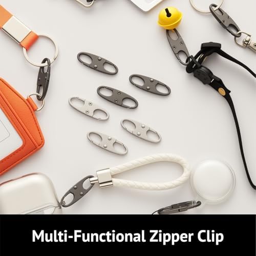 zelin Zipper Clips Anti thefts, Carabiner, Travel Essentials 8Pcs Grey - Image 5