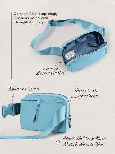 ODODOS Unisex Mini Belt Bag with Adjustable Strap Small Fanny Pack for Workout Running Traveling Hiking, Steel Blue - Image 6