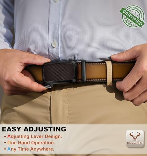 BULLIANT Men's Ratchet Leather Belt Trimmable 2Pack 1 3/8"-Gift Boxed - Image 4