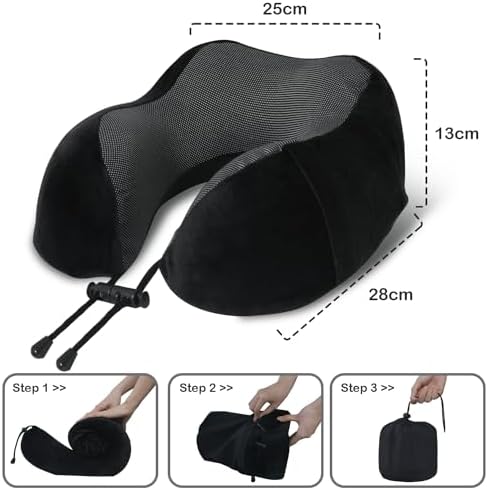 Travel Pillow, Memory Foam Neck Pillow for Traveling, U Shape Neck Pillow Airplane Portable Flight Pillow Travel Kit with 5D Contoured Eye Masks and Earplug for Plane Train Car Home Office - Image 5