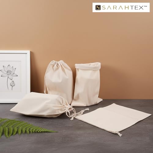 12" x 16" Premium 100% Cotton Drawstring Bags 12 Pack, 140 GSM Large Cotton Storage Bags for Clothing, Shoes, Travel, Laundry, Gift Packaging, Wedding Favor Bags, Eco Friendly Reusable Pouches - Image 2