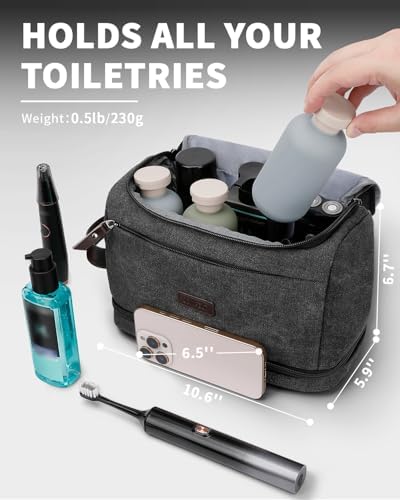 ZOMFELT Toiletry Bag for Men, Dual Layers Canvas Travel Toiletries Bag - Image 4