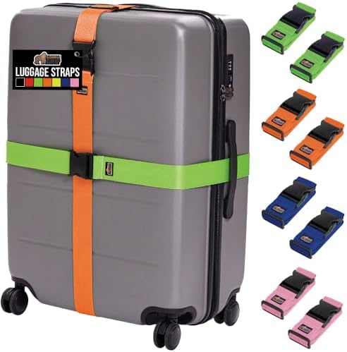 GORILLA GRIP Heavy Duty Luggage Straps for Suitcase, 8 Pack, Multicolor by Unknown