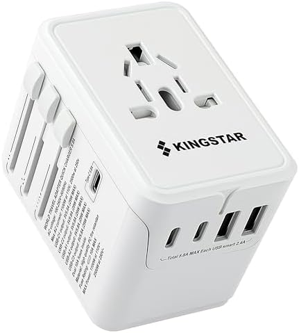 Universal International Plug Travel Adapter, 6 in 1 Wall Charger with 3 Type-C 5.8A 29W PD Fast Charging & 2 USB-A 5.8A & Multi AC Outlet Adaptor for USA EU UK AUS 200+ Countries by Unknown