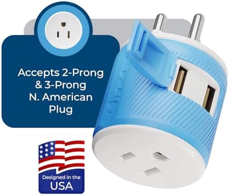 OREI Thailand Travel Plug Adapter with Dual USB - USA Input - Type O (U2U-18), Will Work with Cell Phones, Camera, Laptop, Tablets, iPad, iPhone and More - Image 4