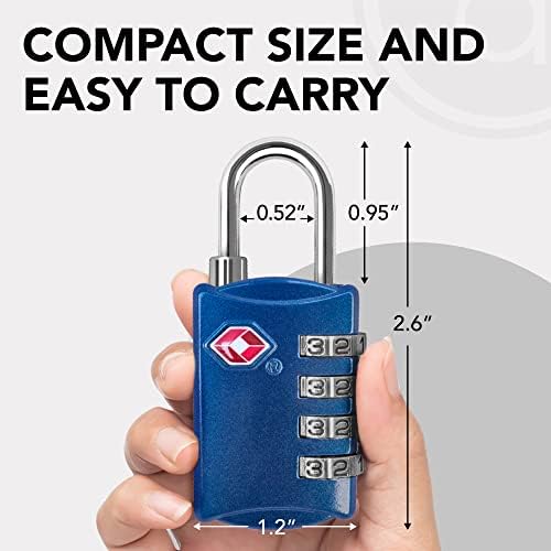 TSA Luggage Locks 2 Pack – 4-Digit Steel – Blue - Image 2