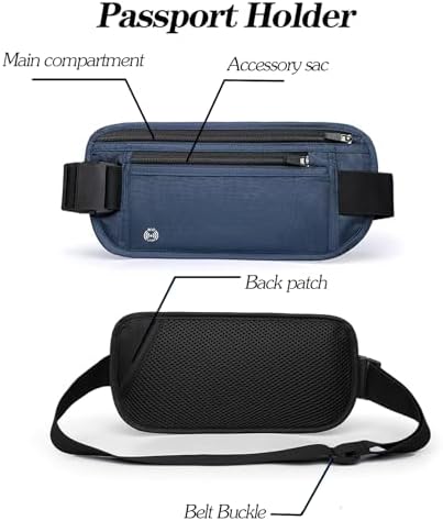 Blue Hidden Money Belt for Travel for Men, Waist Wallet Anti Theft, RFID Passport Holder For Travel Men Or Women, Money Pouch, RFID Passport Holder - Image 3