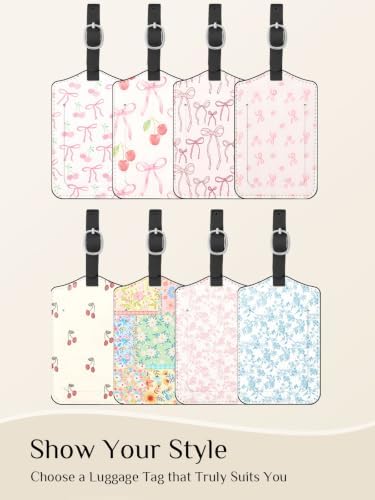 Seorsok 2Pcs Luggage Travel Tags for Suitcases,Colorful Blooming Floral PU Leather Name Tag with Privacy Cover&ID Label Address Card and Stainless Steel Buckle for Men Women Handbags Backpack - Image 7