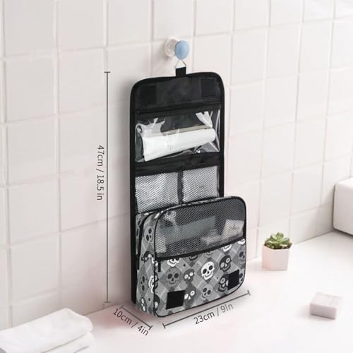 MNSRUU Hanging Toiletry Bag Striped Gothic Skull Makeup Travel bag for Toiletries Portable Toiletry Organizer Bags Clear Toiletry Cosmetic Kit - Image 6