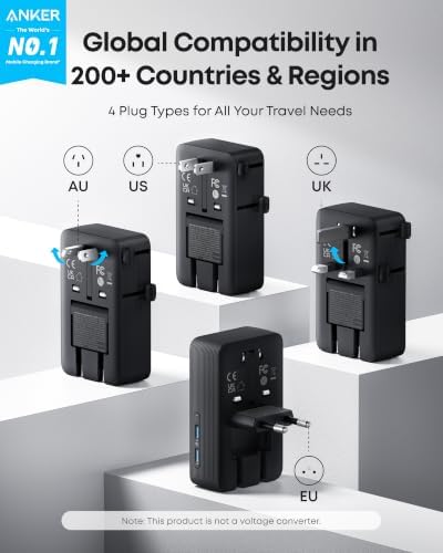 Anker Nano Travel Adapter, 2 USB C Universal Charger, 20W, 1× 2-Pin AC - Image 2