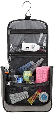 Lewis N. Clark Brushed Twill Hanging Toiletry Kit Bag for Travel Accessories, Shampoo, Cosmetics + Personal Items, Gray - Image 6