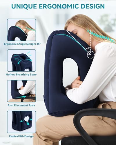 Travel Pillow,Inflatable Airplane Pillow for Sleeping Comfortably Supports Head and Chin for Airplane,Car,Bus and Office - Image 2
