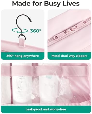 BAGSMART Travel Toiletry Bag for women, Portable Hanging Hook Makeup Bag Organizer, Waterproof Makeup Cosmetic Bag, for Full-Size Accessories, Toiletries,Baby Blue - Image 5