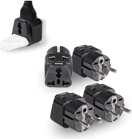 OREI European Adapter Plug, Travel Adaptor for Europe Schuko Countries 2 in 1, for Germany France Iceland Netherlands Russa Greece Spain - Safe Grounded Connection - Universal Socket - 4 Pack by OREI