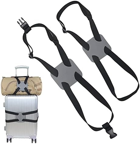 Luggage Bungee Strap，Luggage Straps Bag Bungees for Add a Bag Easy to Travel Suitcase Elastic Strap Belt（2-Pack-Grey） by RUMILLA