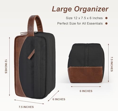Travel Toiletry Bag for Men, Hanging Toiletry Organizer, Water Resistant Shaving Kit with Large Capacity for Travel Accessories (Black, Large) - Image 2