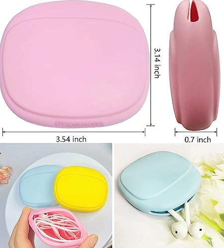 Silicone Headphone Organizer - Data Cable Storage Case - Mini Key Box - Portable Wired Headset Storage Bag (Yellow-Pink-Blue-3PCS) - Image 2