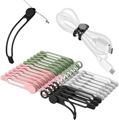 3 Inch Reusable Cable Ties, Silicone Cord Organizer, 24Pcs-Multi by ELECTRONICSORGANIZATION
