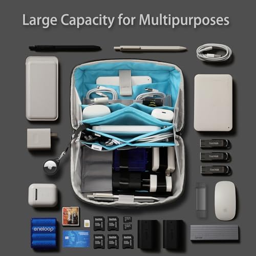 VanFn Electronics Travel Organizer Storage Bag, Travel Accessory Handle Bag, Gadgets Pouch, USB Cable, Travel Friendly Electronics Organizer P.Travel Series - Image 6
