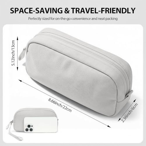 Electronics Organizer Bag for Chargers & 3ft+ Cords, Gray - Image 2