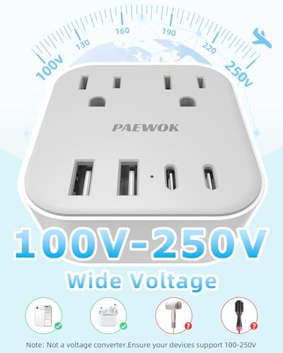 European Travel Plug Adapter Set, 8-in-1 Travel Adapter with 4 Outlets - Image 7