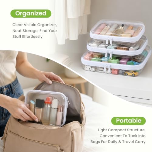 2-Pack Clear Hard Shell Zipper Case With Lids - Image 6