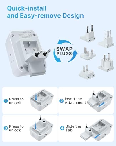VINTAR European Travel Plug Adapter Kit for Apple Watch, Type A,C,G,E/F,L - Image 4