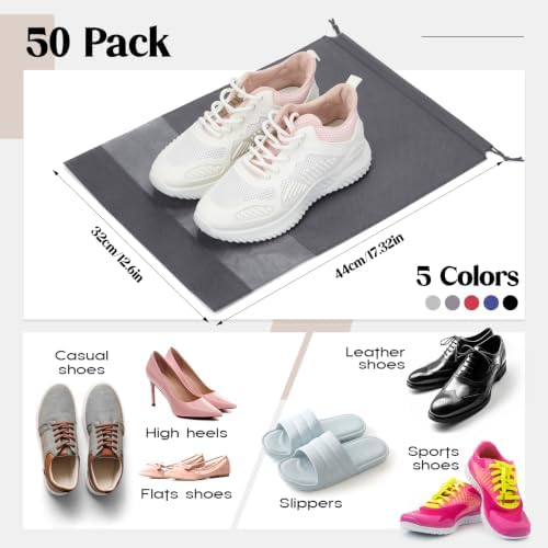 Shappy 50 Pcs Colorful Shoe Bags for Travel Storage - Image 2