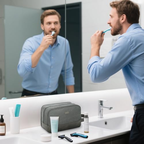 WANDF Travel Toiletry Bag for Men, Canvas Shaving Dopp Kit - Image 3