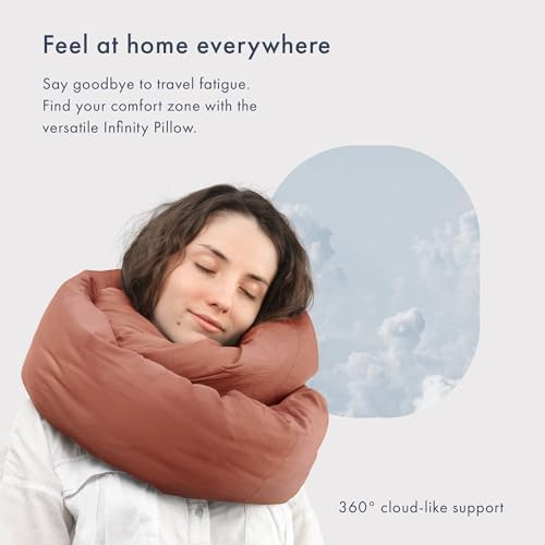 Huzi Infinity Pillow - Home Travel Soft Neck Scarf Support Sleep (Terracotta) - Image 2