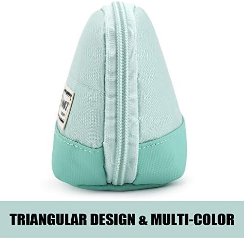 Sooez Wide-Opening Pencil Pen Case, Lightweight & Spacious Pencil Cases Bag Pouch Box Organizer, Aesthetic Supply with Triangular Design for Adults, Mint Green - Image 5