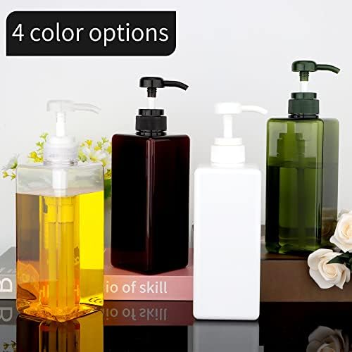 Pump Bottle Dispenser 22oz/650ml Jansburg 2Pack Refillable Square Plastic Lotion Dispenser Empty Lotion Pump Bottle for Essential Oil Lotion, Shampoo, Bathroom Travel Clear - Image 7