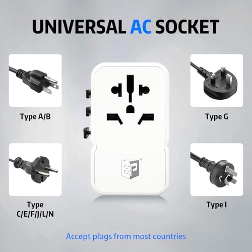 EP 85W Universal Travel Adapter, International Power Adapter with 3 USB-C & 2 USB-A Ports, Worldwide Plug Adaptor Wall Charger, Travel Essentials for US/CA/EU/UK/AU/JP ＆ 150+ Countries (Type C/G/A/I) - Image 5