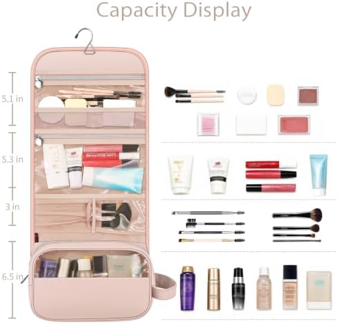 FINTIE Hanging Toiletry Bag Portable Travel Cosmetic Makeup Organizer - Image 4