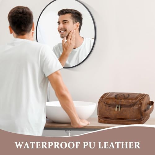 Personalized Gifts PU Leather Travel Toiletry Shaving Bag for Men - Image 4