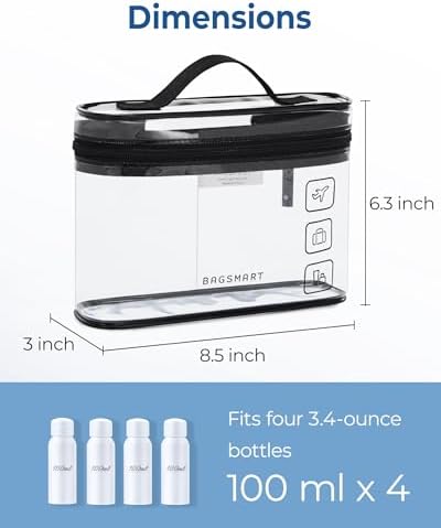 BAGSMART TSA Approved Toiletry Bag, 2 Pack Clear Makeup Cosmetic Bag Organizer, Quart Size Travel Bag for Toiletries, Carry-on Travel Accessories Essentials, Purple-2pcs - Image 4