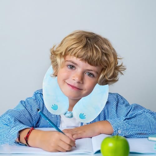 Travel Pillow, Kids Travel Pillow with Sleep Eye Mask Soft Memory Foam Kids Neck Pillow for Boys & Girls, Travel Accessories for Car Airplane Traveling - Blue Axolotl - Image 6