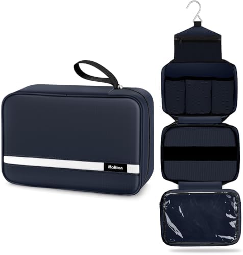 Maliton Toiletry Bag for Men & Women Travel Toiletry Bag Hanging Toiletry Bag Hygiene Organizer with 4 Compartments Waterproof Bathroom Shower Bag Large Toiletries Travel Bag(Black (Navy Blue) by Maliton
