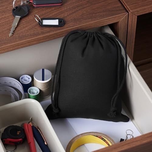 Heavy Duty Cotton Drawstring Bags 4-Pack - 270 GSM Thick Cloth Pouches for Gifts, Travel, Dice, Jewelry, Laundry - Double Drawstring (Rustic Black, 7 x 9 Inches) - Image 6
