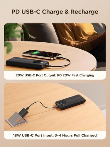 Aioneus Portable Charger, 10000mAh Power Bank with Built in Cables, 22.5W USB C in/Out Fast Charging Powerbank, Slim Travel Battery Charger Pack for iPhone 16 15 Samsung Galaxy S24 S10e Android Phone - Image 5